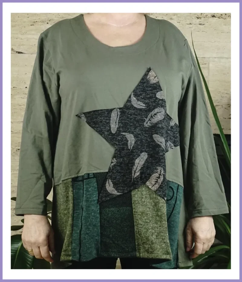 Nagyméretű női tunika/felső, 100% pamut, zöld taskaborond-hu 1